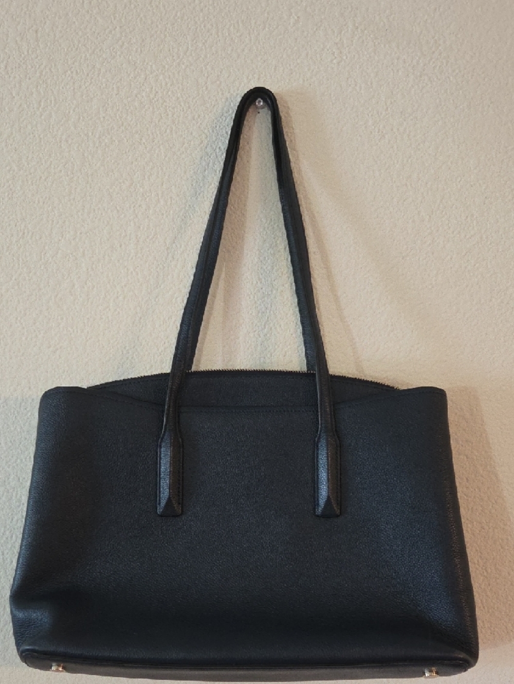 kate spade Navy Pebbled Leather Margaux Shoulder Tote with Tag Charm - Picture 3 of 7